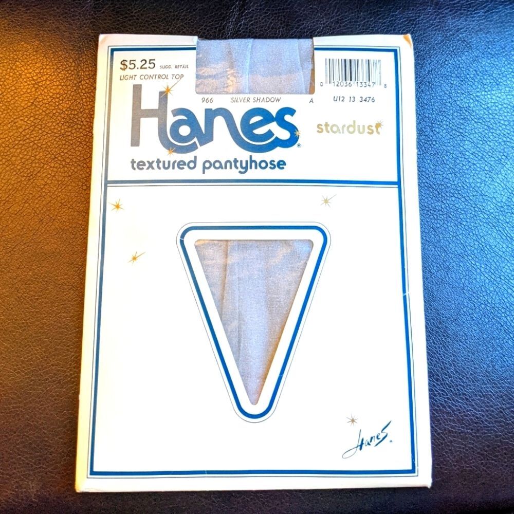 Vintage 80's Hanes Stardust Silver Sparkle Sheer Textured Pantyhose Nylons Sz A